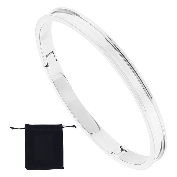 1Pc Stainless Steel Grooved Bangles