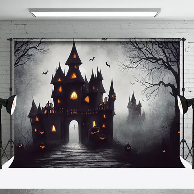 Aperturee Silent Desolate Forest Castle Halloween Backdrop - Aperturee