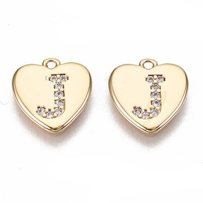 Brass Micro Pave Clear Cubic Zirconia Charms