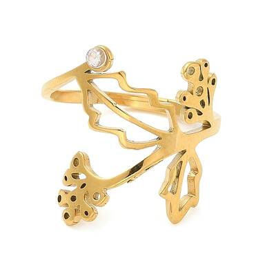 304 Stainless Steel with  Cubic Zirconia Adjustable Rings