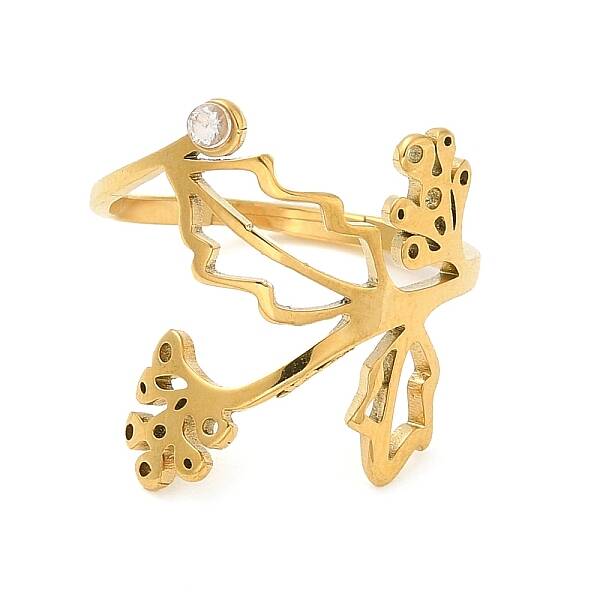 304 Stainless Steel with  Cubic Zirconia Adjustable Rings
