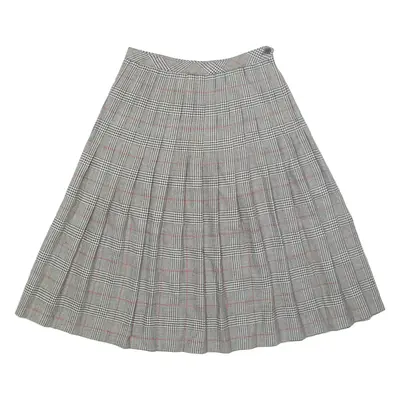 SPORTS GALORE Womens Pleated Skirt Grey Midi Wool Check M