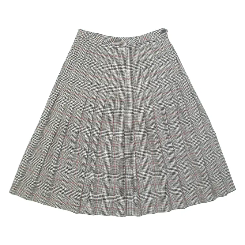 SPORTS GALORE Womens Pleated Skirt Grey Midi Wool Check M