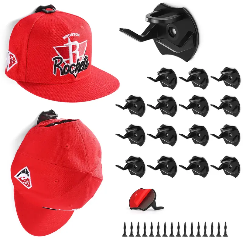 16 Pack Adhesive Hat Rack for Wall Baseball Cap, Hat Hook Collection, Hat wall organizer, Minimalist hat display Hat rack, no...