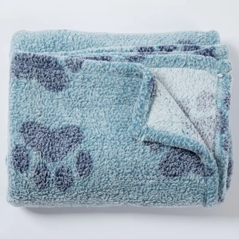 Paws I Love You Plush Sherpa Fleece Pet Blanket - White - L