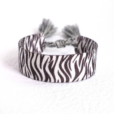 Zebra-stripe Pattern Polyester Cord Adjustable Bracelets