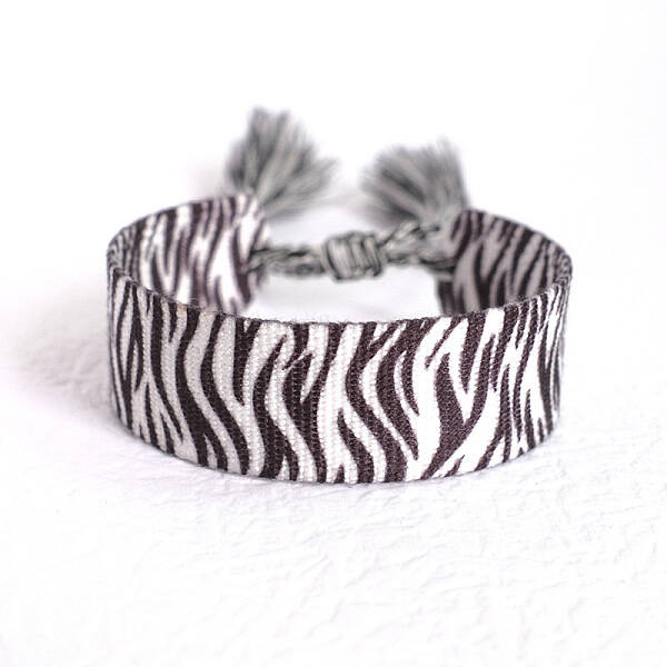 Zebra-stripe Pattern Polyester Cord Adjustable Bracelets