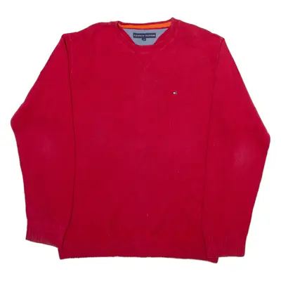 TOMMY HILFIGER Mens Jumper Red Tight Knit L