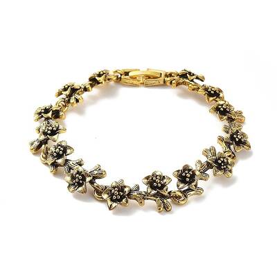 Vintage Alloy Flower Link Chain Bracelet for Women