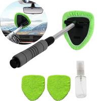Car Window Cleaning Tool, Including Adjustable Rod + 3 Cloth + 1 Watering Can, Suitable for Vehicle, Ensuring Clear-Vision an...