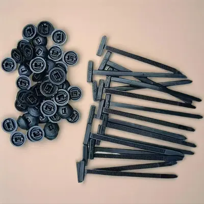 Nylon Universal Cable Tie Buckle, 20/50/100pcs Self-locking Nylon Zip Ties Holder, Multipurpose Black Plastic Cable Ties Tool...