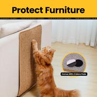 Conlun Cat Scratcher Mat - Natural Sisal Cat Scratch Pad with Hook&Loop Tapes, Horizontal Floor Rug for Indoor Cats, Couch & ...