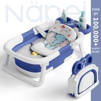 【Father's Day Gift】NAPEI Collapsible Baby Bathtub for Infants to Toddler with Real-time Temp Monitor + Floating Cushion, ...
