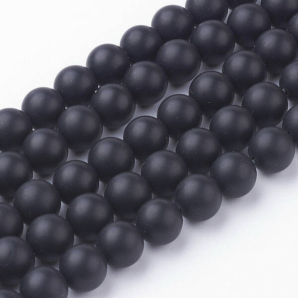 Natural Black Agate Bead Strands