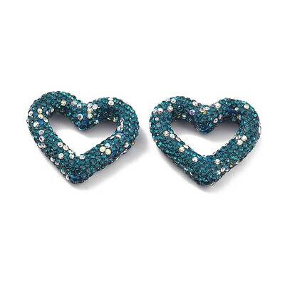 Heart Shape Polymer Clay Rhinestone Beads