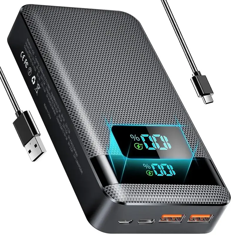 20000mah Portable Charger, Digital Display Power Bank, Mobile Phone Charger with Type-C / USB A Output Suitable for iPhone An...