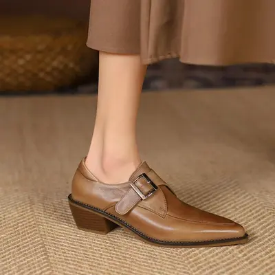 CHIKO Tabia Pointy Toe Block Heels Oxfords Shoes