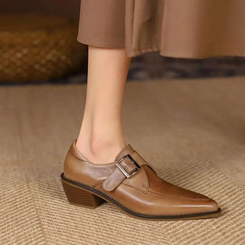 CHIKO Tabia Pointy Toe Block Heels Oxfords Shoes