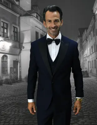 Mens Navy Blue Wedding Tuxedo - Dark Blue Tuxedo Suit