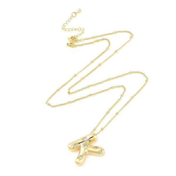 Brass Micro Pave Clear Cubic Zirconia Pendant Necklaces