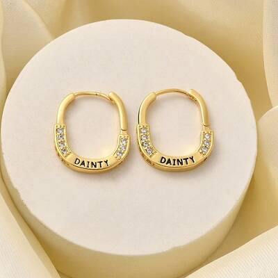 Brass Cubic Zirconia Hoop Earrings