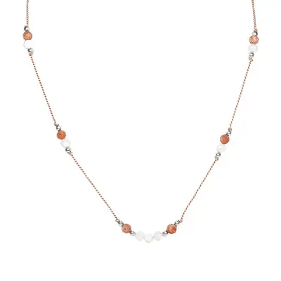 Agato HE26K3S-LP Sun and Moonstone Cord Necklace