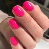 Press on Nails Extra Short Squoval, Spring Summer Handmade Neon Hot Pink Jelly Gel Glue on 24Pcs Glossy Round Reusable UV Fi...