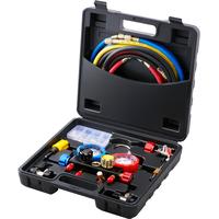 VEVOR AC Gauge Set - 4 Way AC Manifold Gauge Set for R134A R22 R12 R410A Refrigerant, Freon Gauges with 5ft Hoses, Couplers, ...