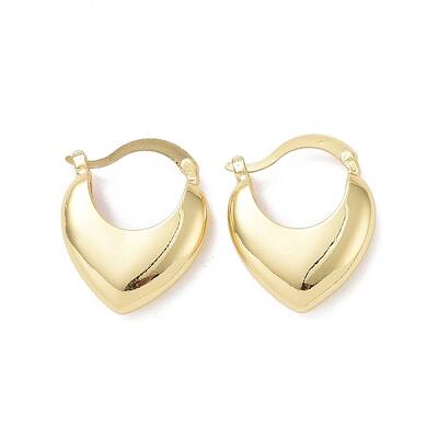 Rack Plating Brass Heart Thick Hoop Earrings for Women