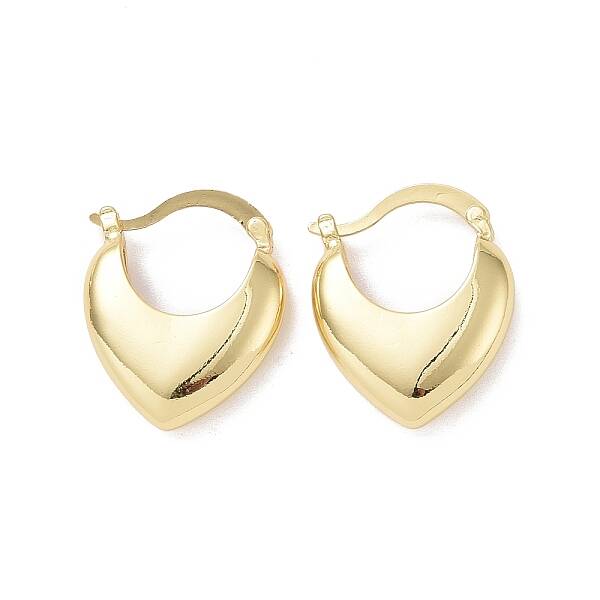 Rack Plating Brass Heart Thick Hoop Earrings for Women