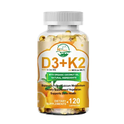 Vitamin D3 K2 Supplement 120 Softgels | Natural Nutritional Supplements | Enhanced Energy & Health Support | Bone & Joint Sup...