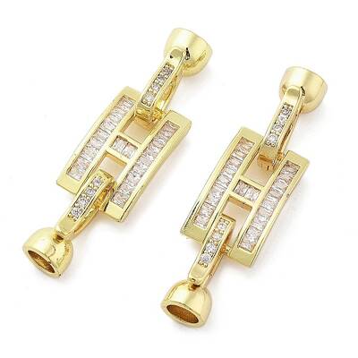 Brass with Clear Cubic Zirconia Fold Over Clasps