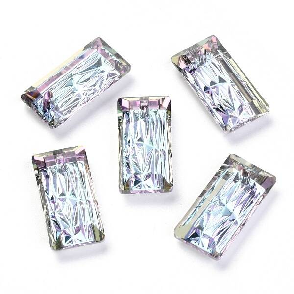 Embossed Glass Rhinestone Pendants