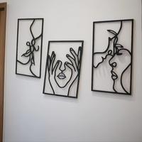 Abstract Wood Wall Art Decor, 3 Counts Minimalist Woman Modern Decor Line Art Wall Sculpture, Home Hanging Decor for Kitchen ...
