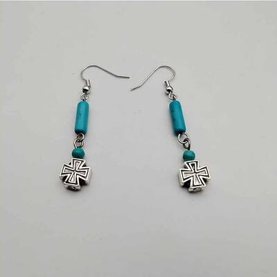 Bohemian Tassel Synthetic Turquoise & Alloy Dangle Earrings for Women