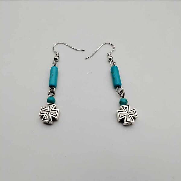 Bohemian Tassel Synthetic Turquoise & Alloy Dangle Earrings for Women