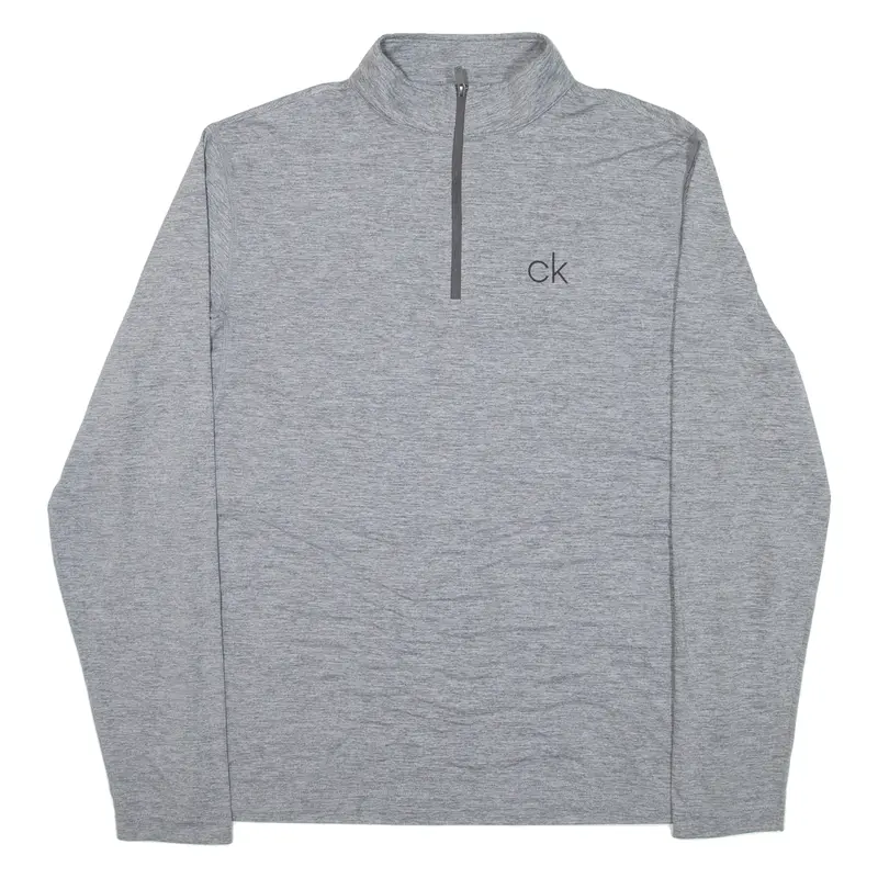 CALVIN KLEIN GOLF Mens T-Shirt Grey Long Sleeve 1/4 Zip L