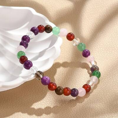 Natural Mixed Wealth Stone Beaded Stretch Bracelets