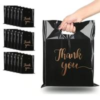 Thank You Gift Bag, 100pcs/set Durable & Stylish Flat Mouth Design Gift Wrapping Bag, Reusable Gift Packaging Bag for Clothin...