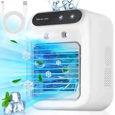 Rechargeable Portable Mini Air Conditioner, Portable Air Conditioner 2 Cool Air Spray, Evaporative Air Cooler with 2 Speeds, ...
