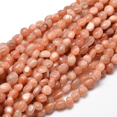 Natural Sunstone Nuggets Beads Strands
