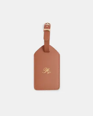Initial Luggage Tag | Color: Tan | Style: Y