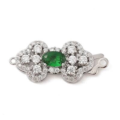Brass Micro Pave Clear Cubic Zirconia Glass Hook and S-Hook Clasps