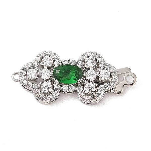 Brass Micro Pave Clear Cubic Zirconia Glass Hook and S-Hook Clasps