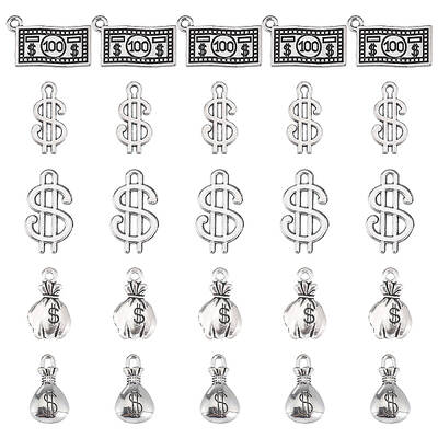 80Pcs 5 Style Tibetan Style Zinc Alloy Pendants