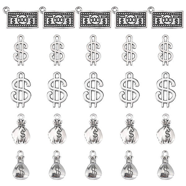 80Pcs 5 Style Tibetan Style Zinc Alloy Pendants