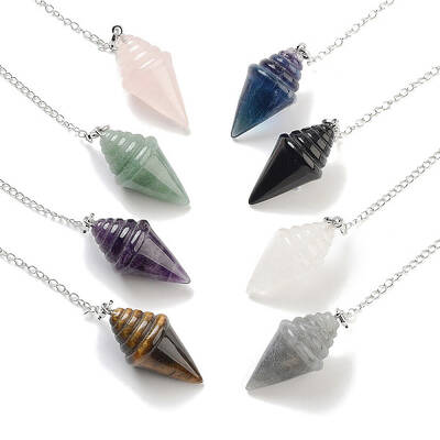 Natural Mixed Stone Pointed Dowsing Pendulums