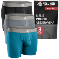 3 Pack Modal Pouch Boxer Briefs  ABCD Pouch Cyan Grey Black 7 inch Inseam Fabric Menswear Stylish Natural Soft Plain Classic ...
