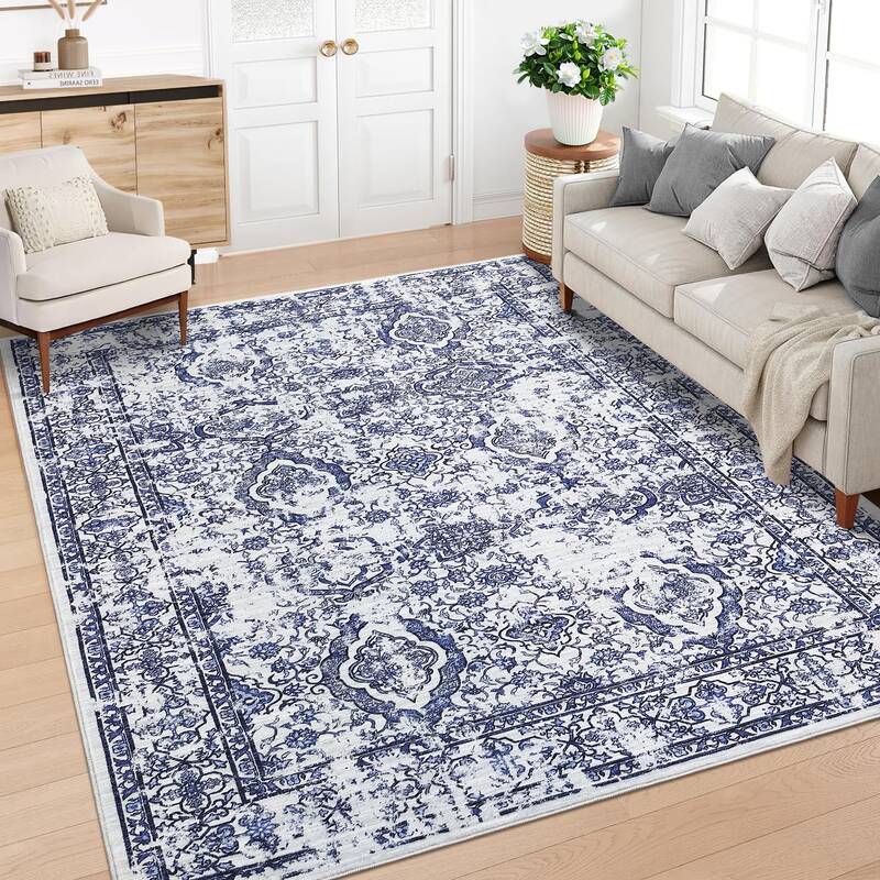 Garvee Washable Rugs 8x10 Rug for Living Room Vintage Area Rug for Bedroom Non Slip Indoor Floral Oriental Large Area Rug Sof...