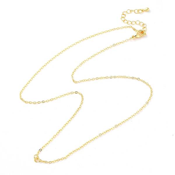 Rack Plating Brass Flat Cable Chain Necklaces
